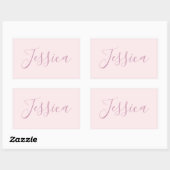 Jouw tekst | Elegant Script & Zacht Blush Roze Rechthoekige Sticker (Vel)