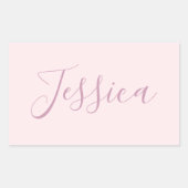 Jouw tekst | Elegant Script & Zacht Blush Roze Rechthoekige Sticker (Voorkant)