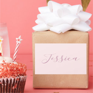 Jouw tekst   Elegant Script & Zacht Blush Roze Rechthoekige Sticker