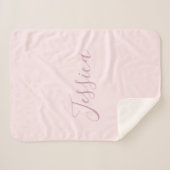Jouw tekst | Elegant Script & Zacht Blush Roze Sherpa Deken (Voorkant (horizontaal))