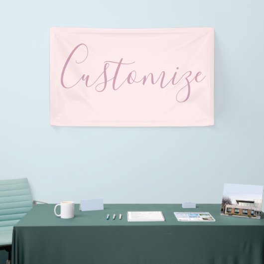 Jouw tekst | Elegant Script & Zacht Blush Roze Spandoek (Beurs)