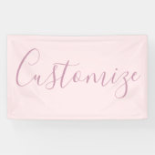 Jouw tekst | Elegant Script & Zacht Blush Roze Spandoek (Horizontaal)