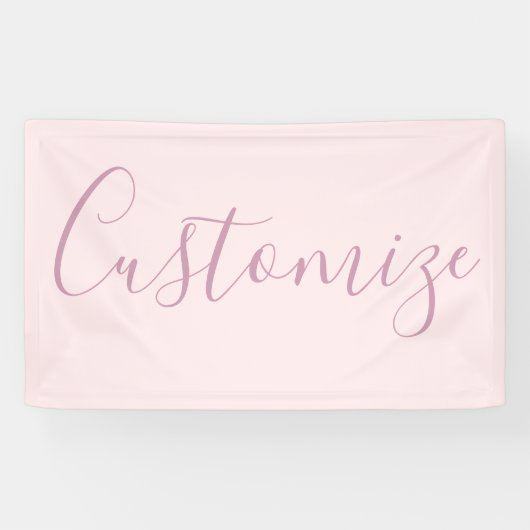 Jouw tekst | Elegant Script & Zacht Blush Roze Spandoek (Horizontaal)