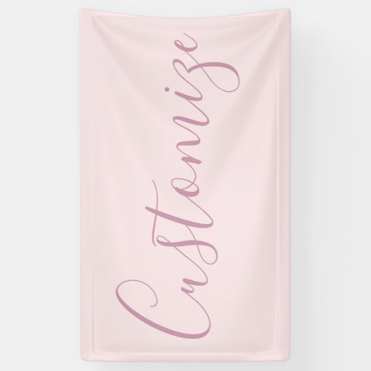 Jouw tekst | Elegant Script & Zacht Blush Roze Spandoek (Verticaal)