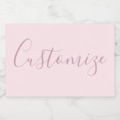 Jouw tekst | Elegant Script & Zacht Blush Roze Voedselcontainer Etiket (Enkel label)