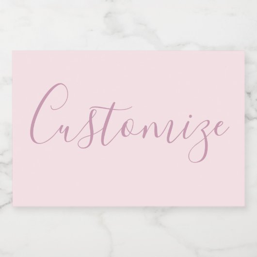 Jouw tekst | Elegant Script & Zacht Blush Roze Voedselcontainer Etiket (Enkel label)