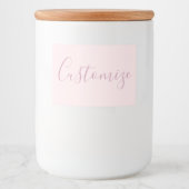 Jouw tekst | Elegant Script & Zacht Blush Roze Voedselcontainer Etiket (Voorkant)