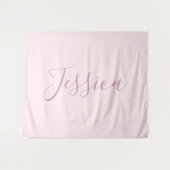 Jouw tekst | Elegant Script & Zacht Blush Roze Wandkleed (Voorkant (horizontaal))