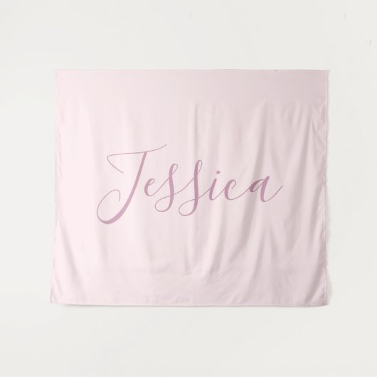 Jouw tekst | Elegant Script & Zacht Blush Roze Wandkleed (Voorkant (horizontaal))
