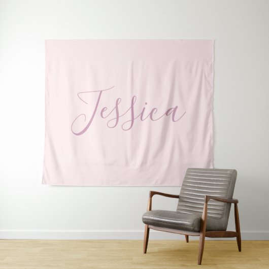 Jouw tekst | Elegant Script & Zacht Blush Roze Wandkleed (In Situ (horizontaal))