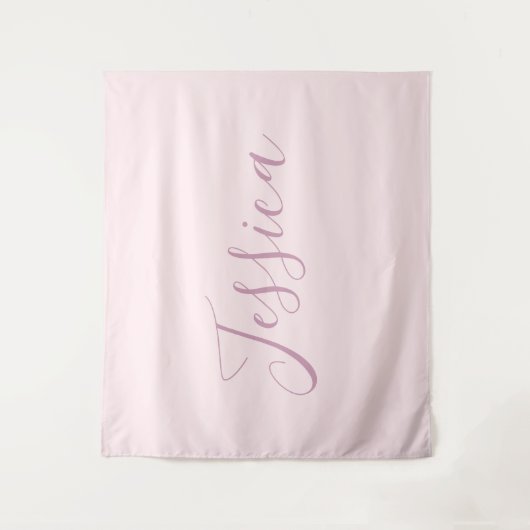 Jouw tekst | Elegant Script & Zacht Blush Roze Wandkleed (Voorkant)