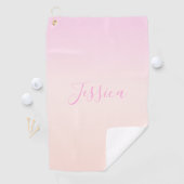 Jouw tekst | Elegant Script & Zachte Blush Roze Om Golfhanddoek (Insitu)