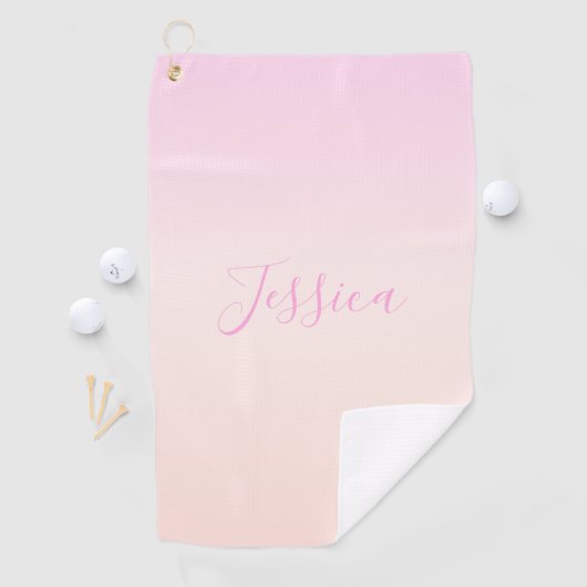 Jouw tekst | Elegant Script & Zachte Blush Roze Om Golfhanddoek (Insitu)