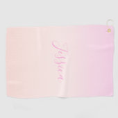 Jouw tekst | Elegant Script & Zachte Blush Roze Om Golfhanddoek (Horizontaal)