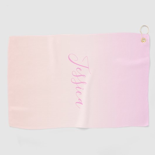 Jouw tekst | Elegant Script & Zachte Blush Roze Om Golfhanddoek (Horizontaal)