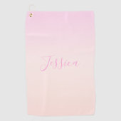 Jouw tekst | Elegant Script & Zachte Blush Roze Om Golfhanddoek (Voorkant)