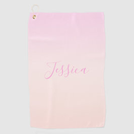Jouw tekst | Elegant Script & Zachte Blush Roze Om Golfhanddoek