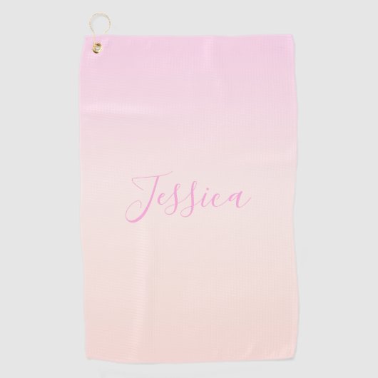 Jouw tekst | Elegant Script & Zachte Blush Roze Om Golfhanddoek (Voorkant)