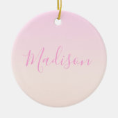 Jouw tekst | Elegant Script & Zachte Blush Roze Om Keramisch Ornament (Voorkant)