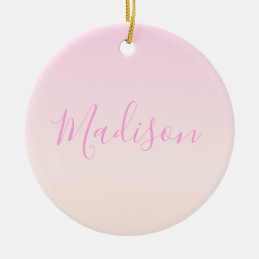 Jouw tekst | Elegant Script & Zachte Blush Roze Om Keramisch Ornament (Voorkant)