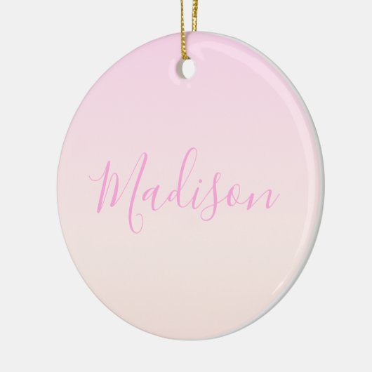 Jouw tekst | Elegant Script & Zachte Blush Roze Om Keramisch Ornament (Links)