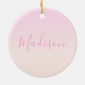 Jouw tekst | Elegant Script & Zachte Blush Roze Om Keramisch Ornament (Achterkant)