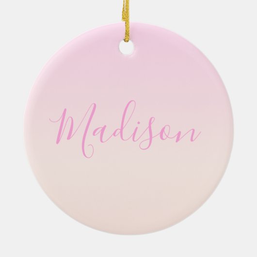 Jouw tekst | Elegant Script & Zachte Blush Roze Om Keramisch Ornament (Achterkant)