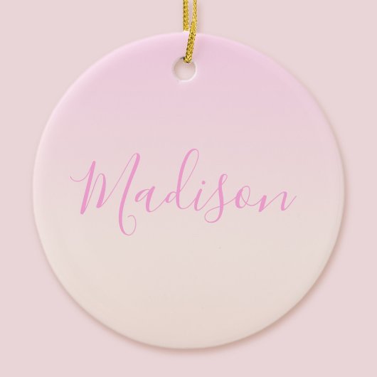 Jouw tekst | Elegant Script & Zachte Blush Roze Om Keramisch Ornament