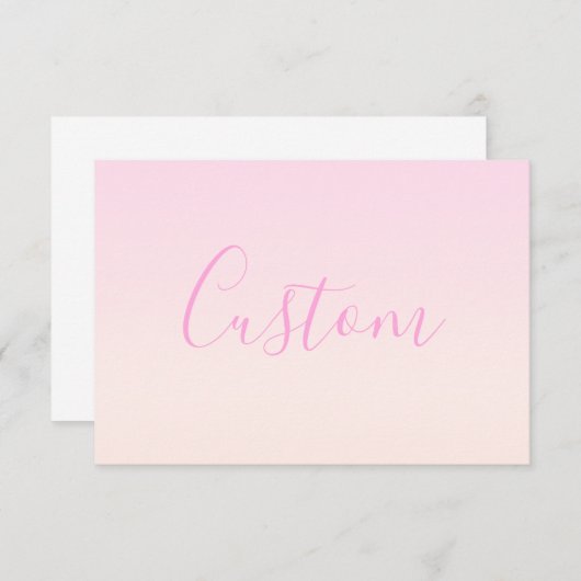 Jouw tekst | Elegant Script & Zachte Blush Roze Om Notitiekaartje (Voorkant / Achterkant)