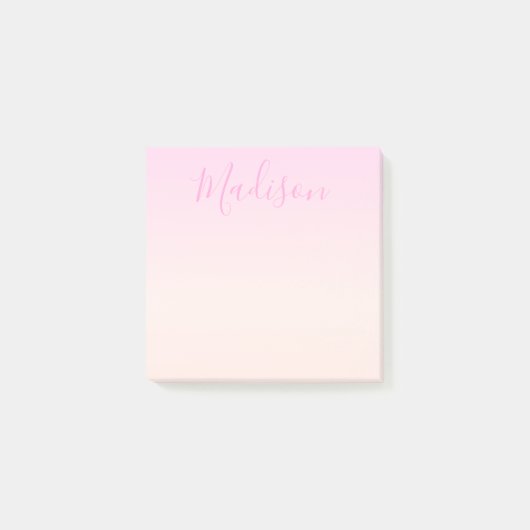 Jouw tekst | Elegant Script & Zachte Blush Roze Om Post-it® Notes (Voorkant)