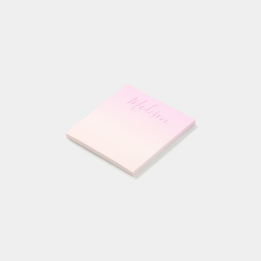 Jouw tekst | Elegant Script & Zachte Blush Roze Om Post-it® Notes (Schuin)