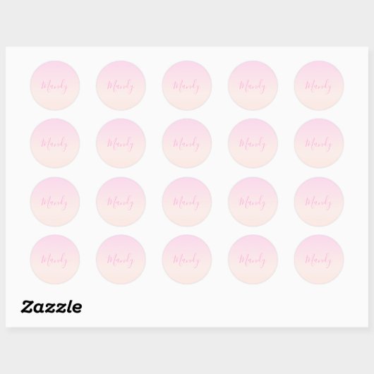 Jouw tekst | Elegant Script & Zachte Blush Roze Om Ronde Sticker (Vel)