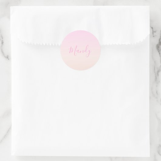 Jouw tekst | Elegant Script & Zachte Blush Roze Om Ronde Sticker (Tas)