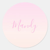 Jouw tekst | Elegant Script & Zachte Blush Roze Om Ronde Sticker (Voorkant)