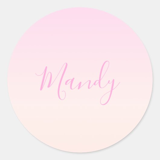 Jouw tekst | Elegant Script & Zachte Blush Roze Om Ronde Sticker (Voorkant)