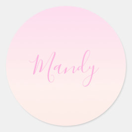 Jouw tekst | Elegant Script & Zachte Blush Roze Om Ronde Sticker