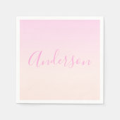 Jouw tekst | Elegant Script & Zachte Blush Roze Om Servet (Voorkant)