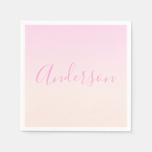 Jouw tekst | Elegant Script & Zachte Blush Roze Om Servet (Voorkant)