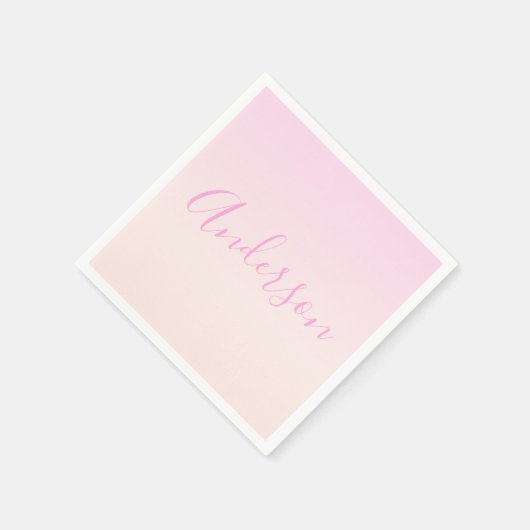 Jouw tekst | Elegant Script & Zachte Blush Roze Om Servet (Hoek)