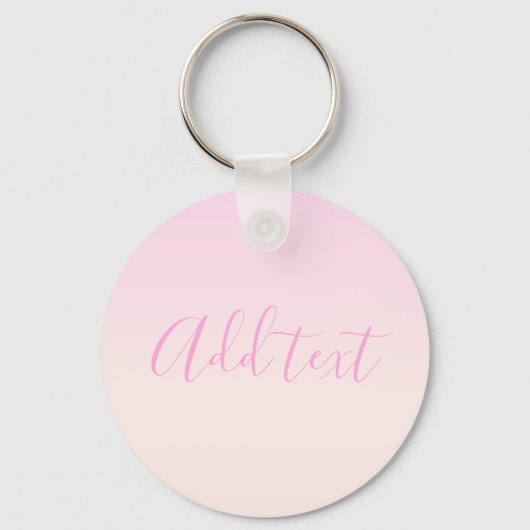 Jouw tekst | Elegant Script & Zachte Blush Roze Om Sleutelhanger (Achterkant)