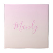 Jouw tekst | Elegant Script & Zachte Blush Roze Om Tegeltje (Voorkant)