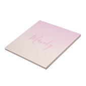 Jouw tekst | Elegant Script & Zachte Blush Roze Om Tegeltje (Zijkant)