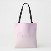 Jouw tekst | Elegant Script & Zachte Blush Roze Om Tote Bag (Voorkant)