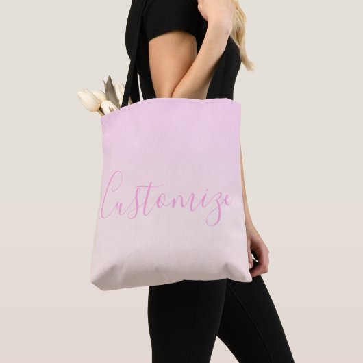 Jouw tekst | Elegant Script & Zachte Blush Roze Om Tote Bag (Dichtbij)