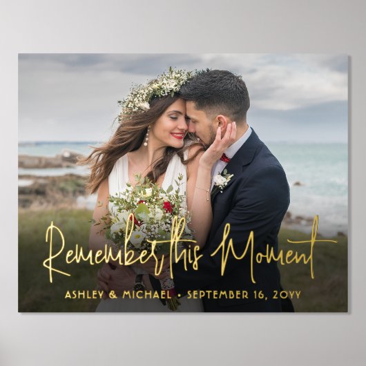 Jouw tekst en fotobruiloft Onthoud dit moment Folie Afdrukken (Voorkant)