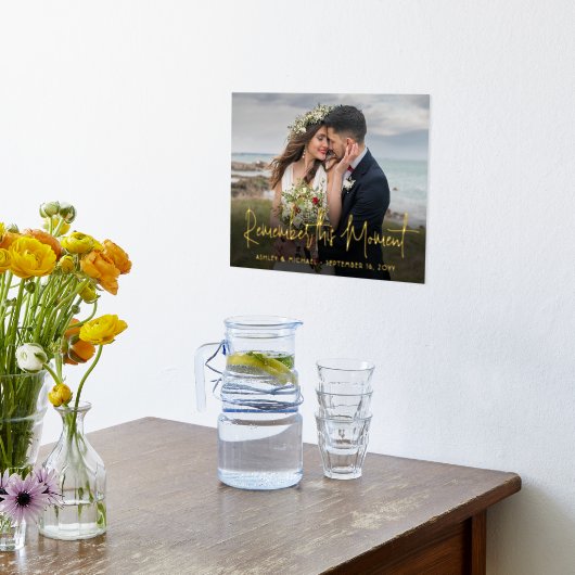 Jouw tekst en fotobruiloft Onthoud dit moment Folie Afdrukken (Laag (Keuken))