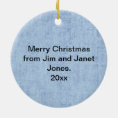 Jouw tekst en foto's: Lijst blauw Star-vormig Afbe Keramisch Ornament (Achterkant)