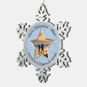 Jouw tekst en foto's: Lijst blauw Star-vormig Afbe Tin Sneeuwvlok Ornament (Rechts)