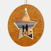 Jouw tekst en foto's: Oranje Star-vormig Afbeeldin Keramisch Ornament (Links)