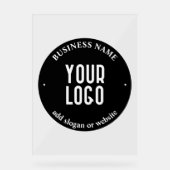 Jouw tekst en geüploade Logo | Bewerkbaar zwart-wi Acryl Bord (Voorkant)